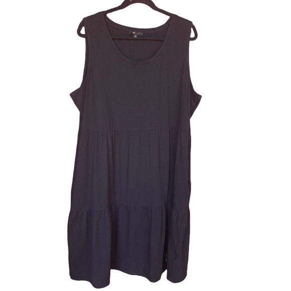 Frye Tiered Black  Summer Dress with Pockets 3X - Picture 1 of 6